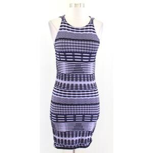 Opening Ceremony Dress Womens Medium Purple Black Striped Knit Bodycon Tank Mini